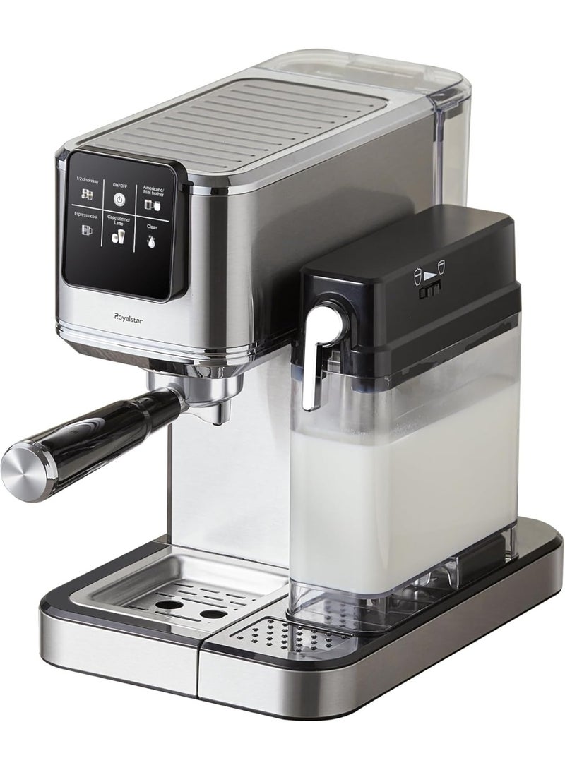 Royalstar Espresso Machine and Coffee Maker,20 Bar Pump Espresso Machine with Milk Frother,Compact Stainless Steel Coffee Machine with Removable Water Tank - Image 1